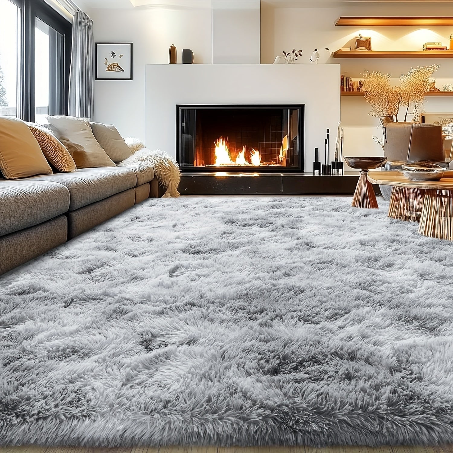 Fluffy Shag Area Rug 8x10 Feet ¨C Ultra Soft Plush Non-Slip Large Living Room Rug, Fuzzy Bedroom Carpet for Teen Dorm, Study Room & Home Decor ¨C Multiple Colors