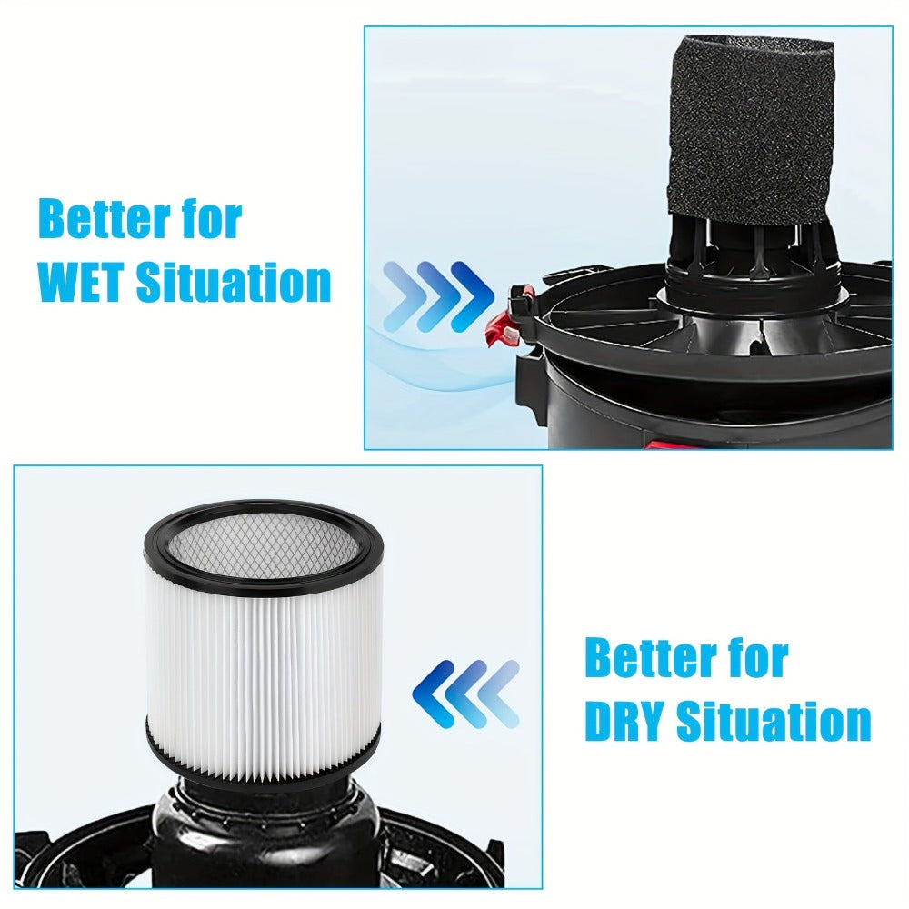 Shop Vac Replacement Filter 2-Pack ¨C Washable Cartridge Filter Compatible with 90350 90304 90333, Fits Most Wet Dry Vacuum 5 Gallon and Above, Reusable Wet Dry Vac Filter Set