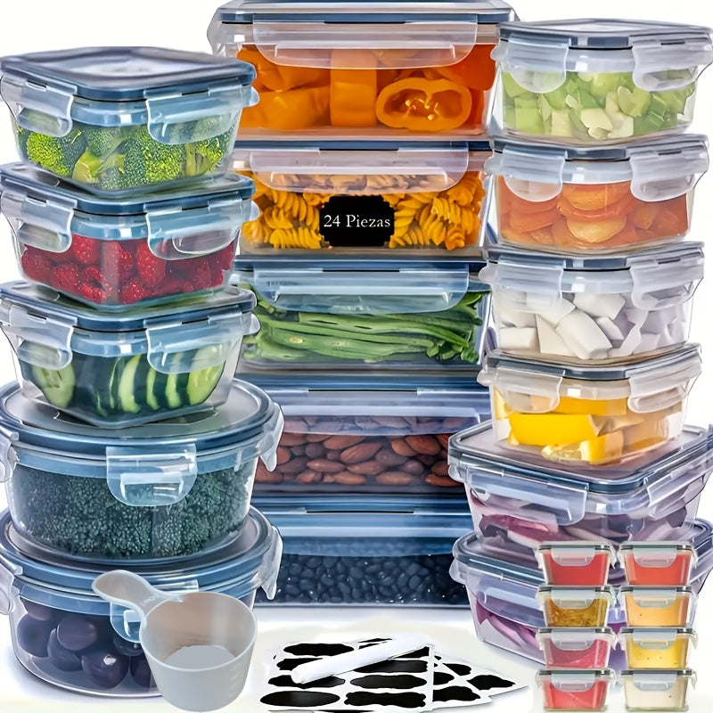 Food Storage Containers Set BPA-Free Airtight ¨C Meal Prep Containers with Easy-Snap Lids Labels & Marker 24 48pcs Pantry Kitchen Organizer