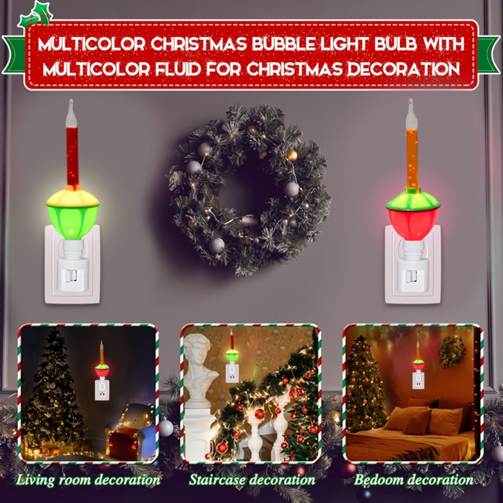 Christmas Bubble Lights 2 Pack Traditional Multi-Color Bubble Liquid Night Lights Plug-In Wall Light for Christmas Tree Thanksgiving Living Room Bedroom Corridor Holiday Decoration