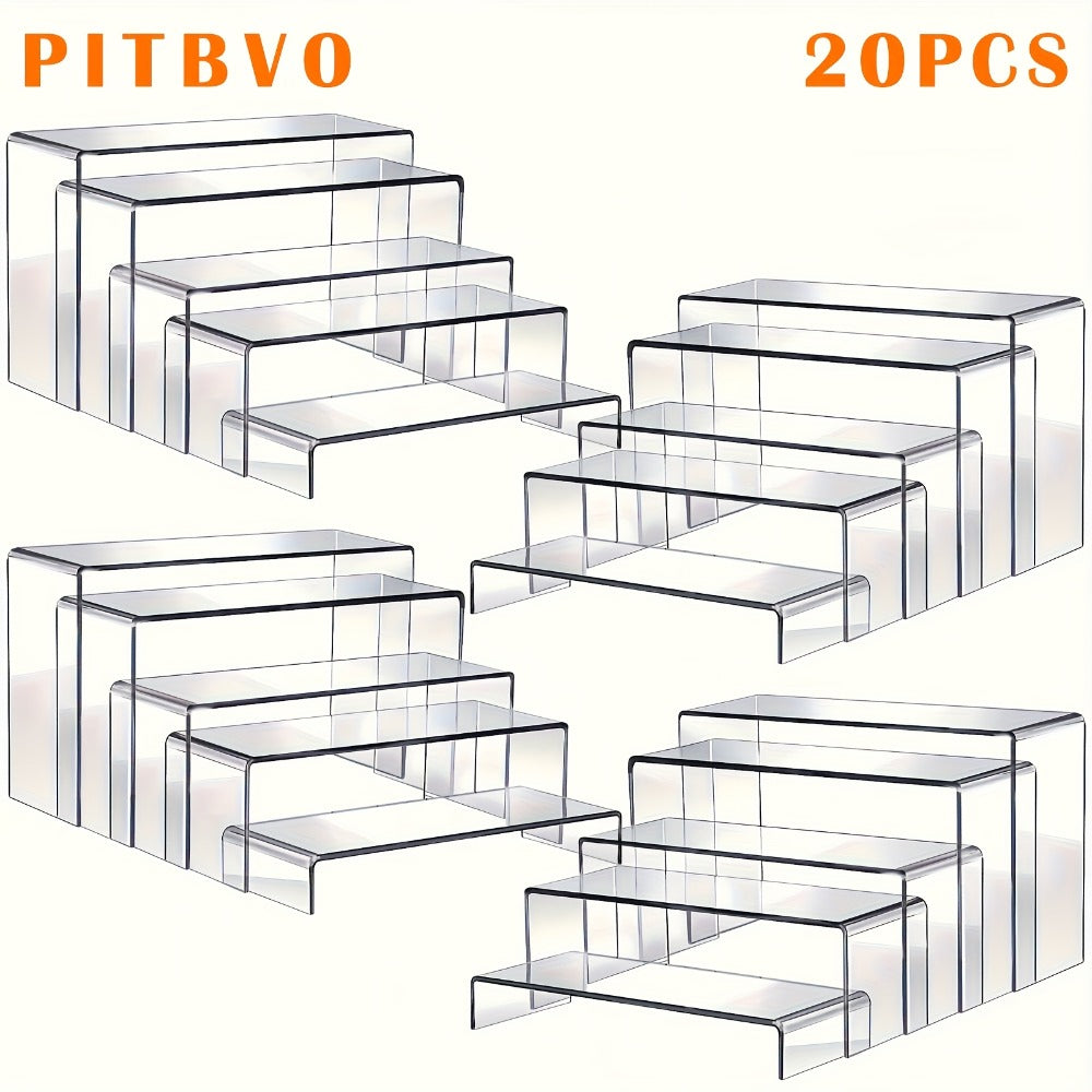 Acrylic Display Risers Clear Transparent Stands for Funko Pop Figures, Cupcakes, Jewelry, Perfume Bottles ¨C Multi-Size Display Shelf Organizer for Home, Store & Craft Show ¨C 10 or 20 Piece Set Large Size