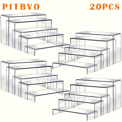 Acrylic Display Risers Clear Transparent Stands for Funko Pop Figures, Cupcakes, Jewelry, Perfume Bottles ¨C Multi-Size Display Shelf Organizer for Home, Store & Craft Show ¨C 10 or 20 Piece Set Large Size