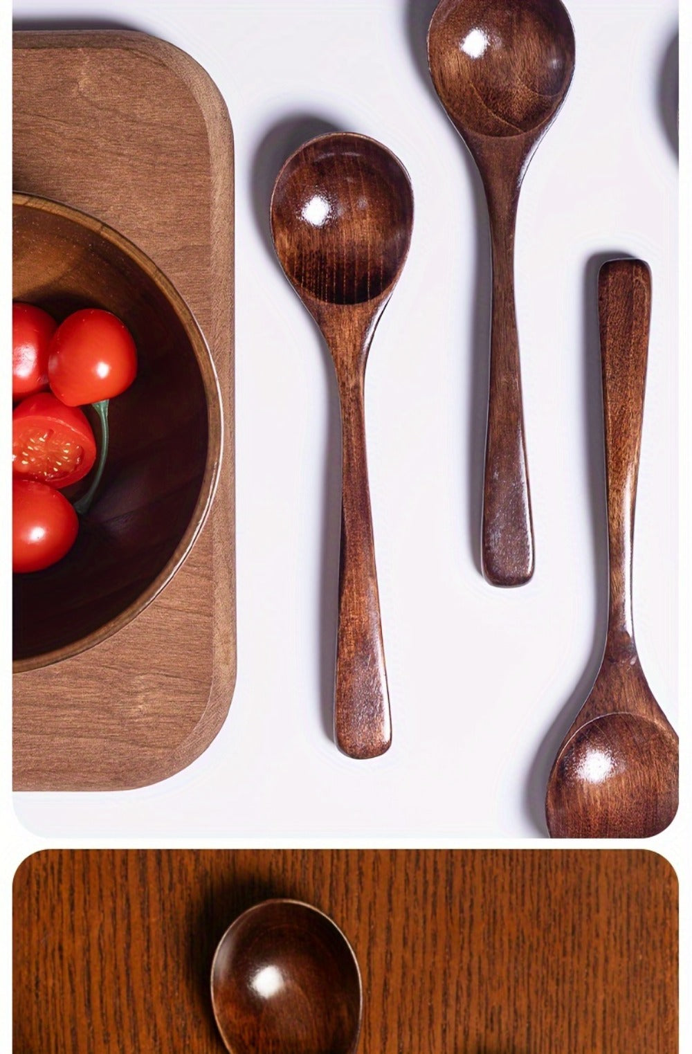 Wooden Spoons for Eating 8pcs ¨C 7.28 Inch Small Wood Teaspoons for Stirring Coffee, Tea, Honey, Cooking & Serving Soup Dessert, Wooden Spoon Set