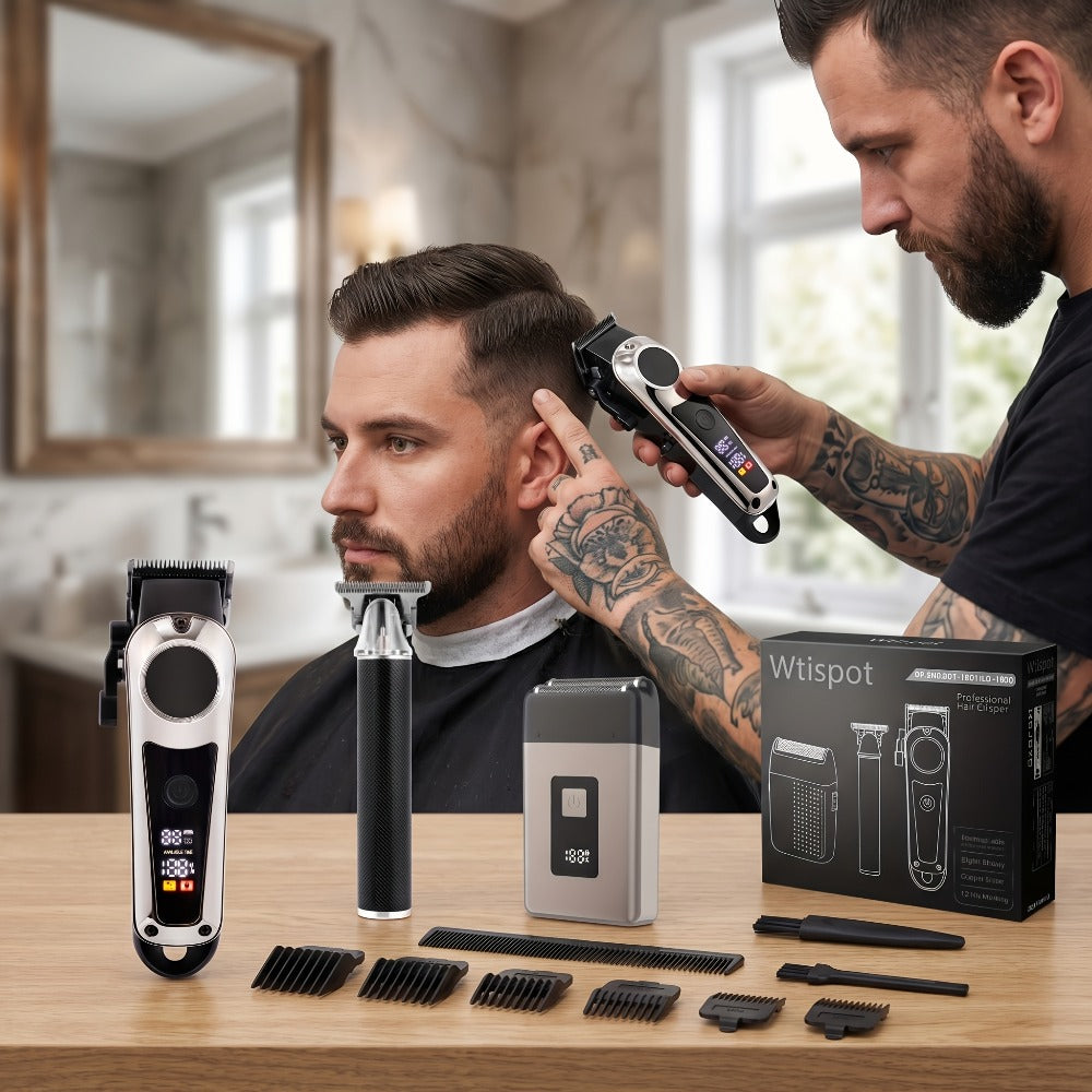 Barber Haircutting Kit Men's Shaving Set USB Rechargeable Gift Box - 1 & 3 Piece Options, Hair Clipper for Home & Salon, Perfect Gift for Boyfriend, Husband, Father's Day, Birthday & Holiday