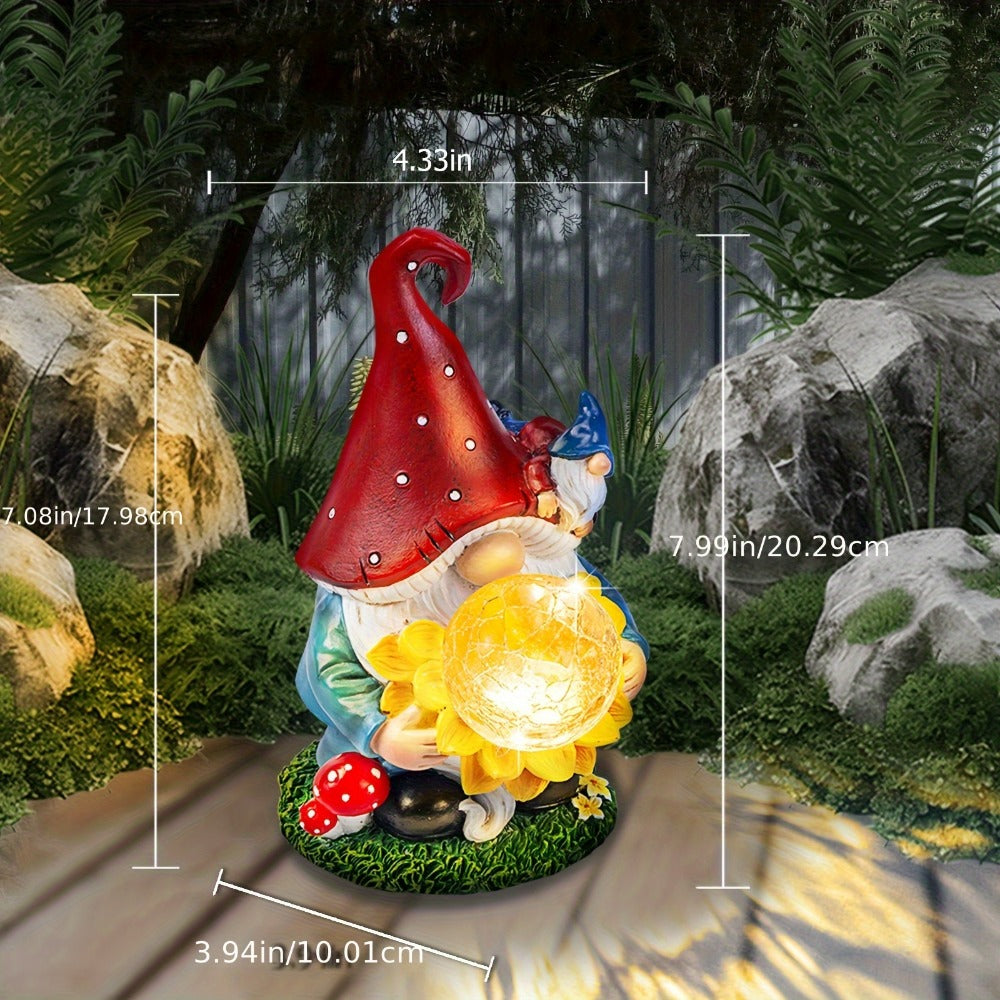 Solar Light Elf Resin Statue ¨C Outdoor Garden Figurine That Automatically Lights Up at Night, Holiday Collectible Decor for Christmas, Easter, Halloween, Thanksgiving & Hanukkah, Patio Porch Desk Decor Gift