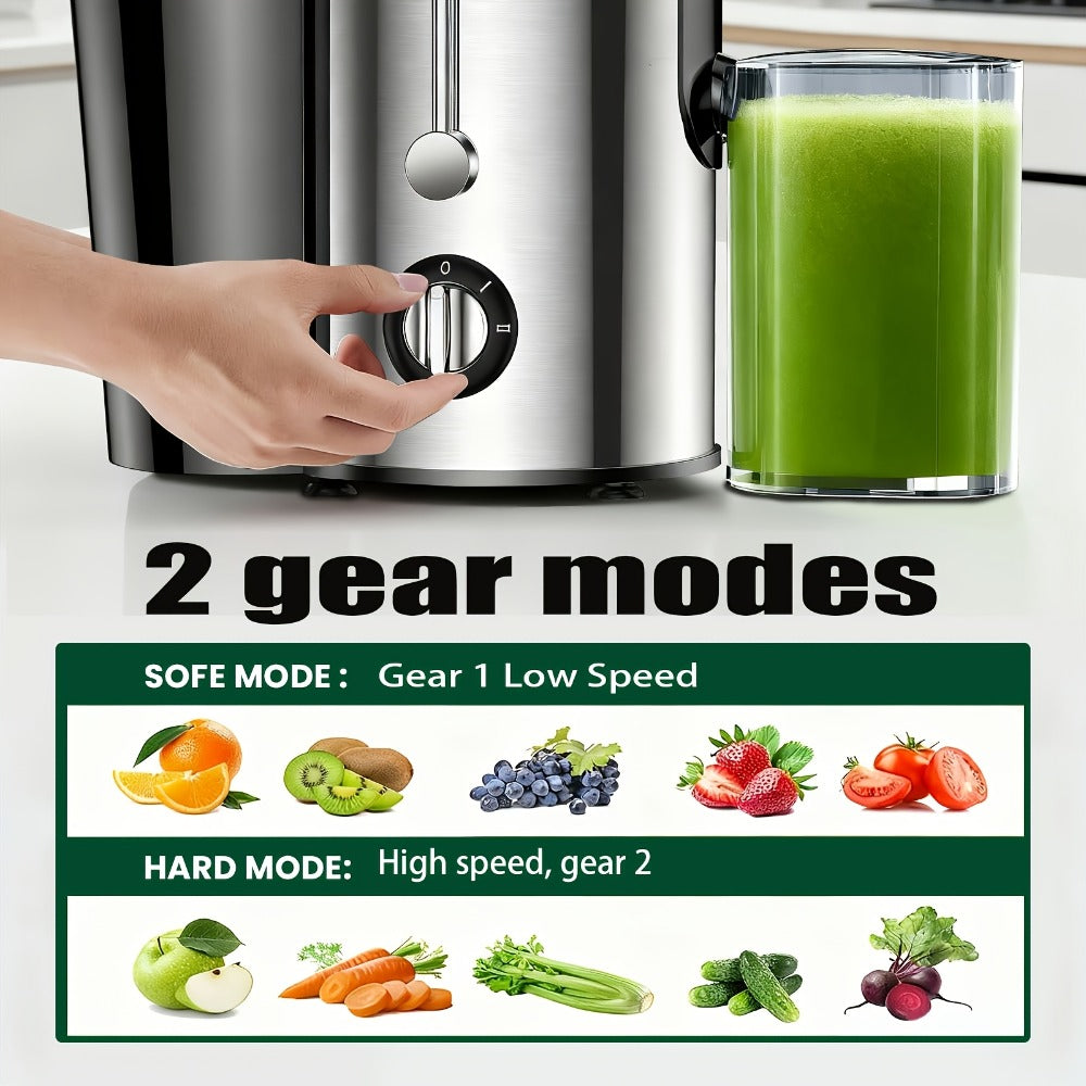 Juicer Machine Wide Mouth Juice Extractor Blender Food Processor 3-Speed Settings Easy Clean One-Touch Operation Multi-function with Detachable Parts for Vegetables Fruits
