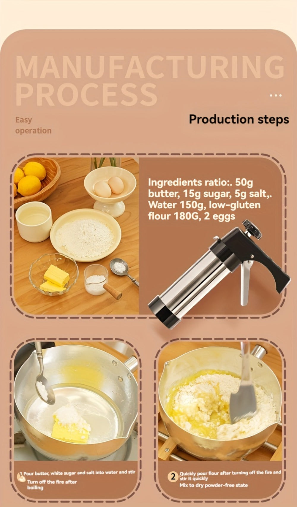 Cookie Press Biscuit Machine 8pcs, Heavy Duty Manual Spanish Cookie Maker with 8 Discs, No Electricity Required, Three-Stable System, Easy to Clean, for Home and Commercial Kitchen Pastry Baking