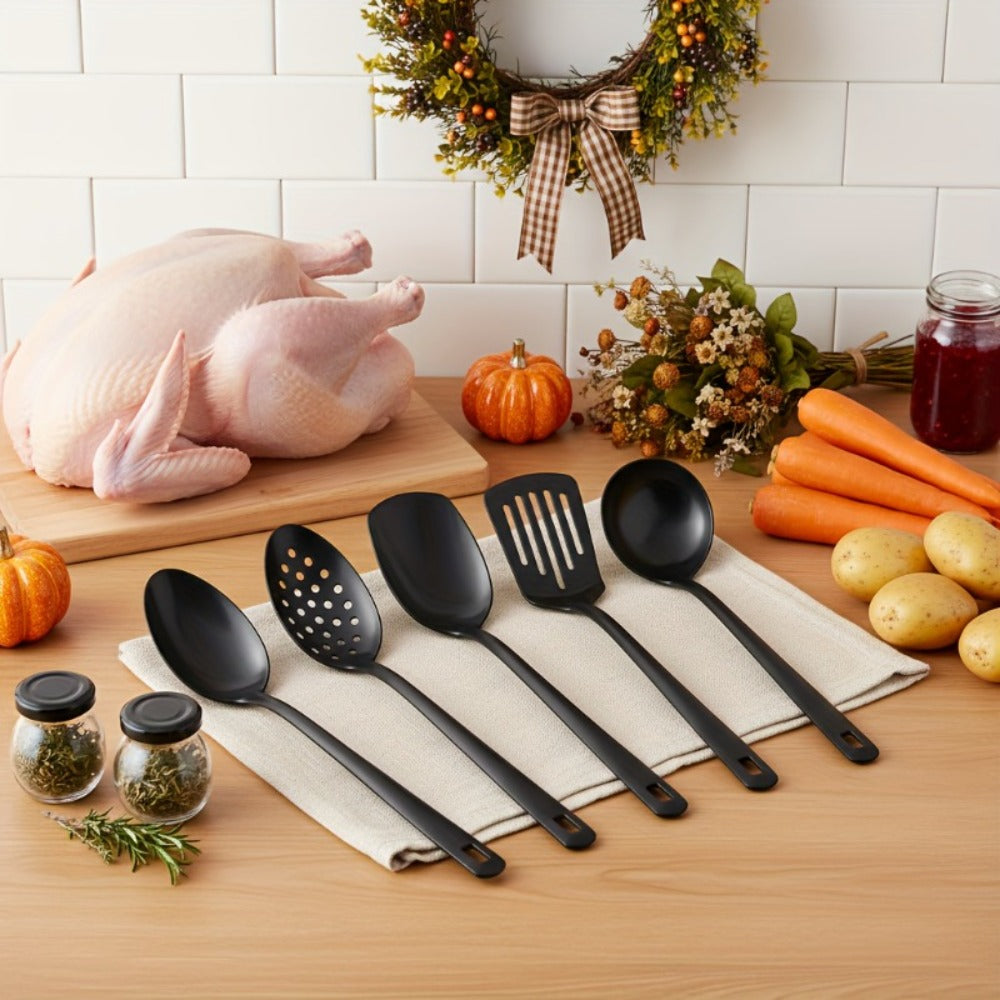 6 Piece Korean Style Stainless Steel Kitchen Utensil Set Cooking Spoons Spatula Ladle Strainer Hot Pot Clips for Cooking Buffet Restaurant