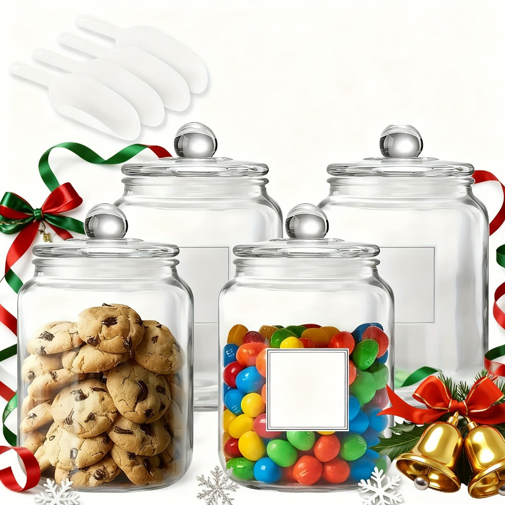 Half Gallon Glass Jars with Lids Airtight Set of 4 | Large Clear Storage Containers for Pantry, Kitchen & Laundry Room ¨C Wide Mouth Food Organization Jars with Bamboo Lid Option