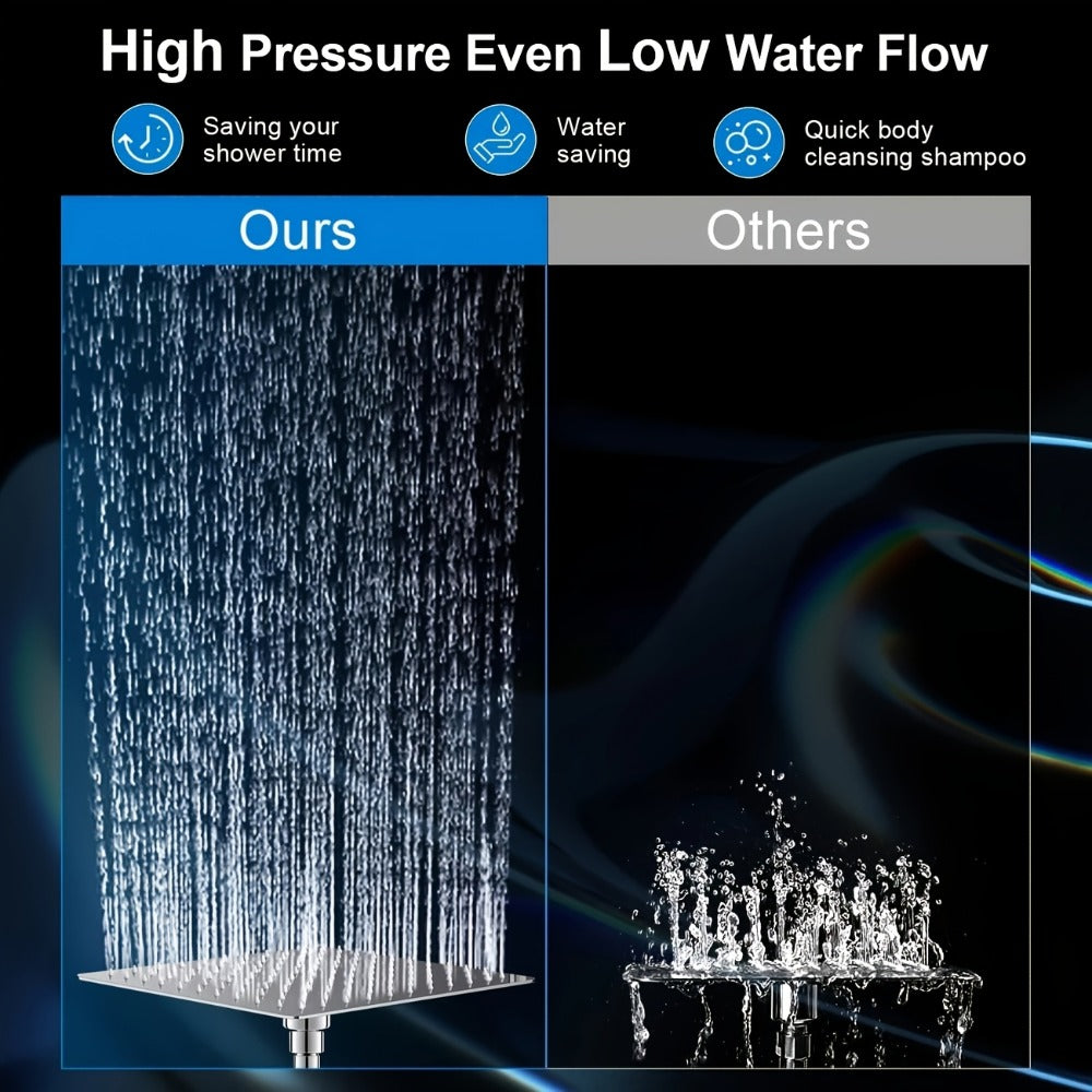 High Pressure Rainfall Shower Head Combo with Handheld Spray ¨C 9 Spray Settings, 180¡ã Adjustable Bracket, Stainless Steel Hose, Anti-Clog Nozzles, Modern Bathroom Shower System