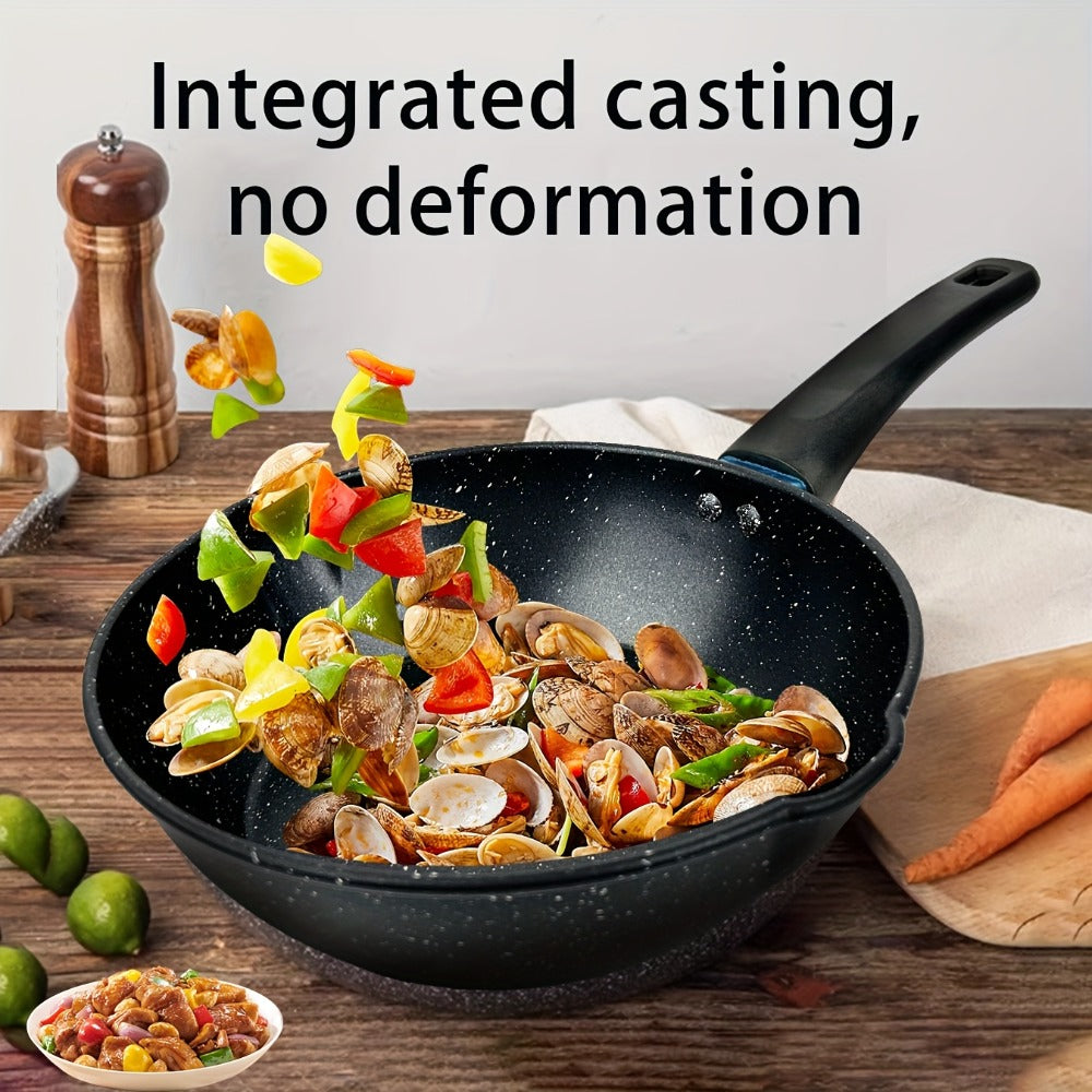 Non-Stick Cookware Set 4pcs Aluminum Frying Pan Kitchen Cooking Set Even Heat Distribution Easy Clean for Sauteing Searing Frying Everyday Home Cooking Black