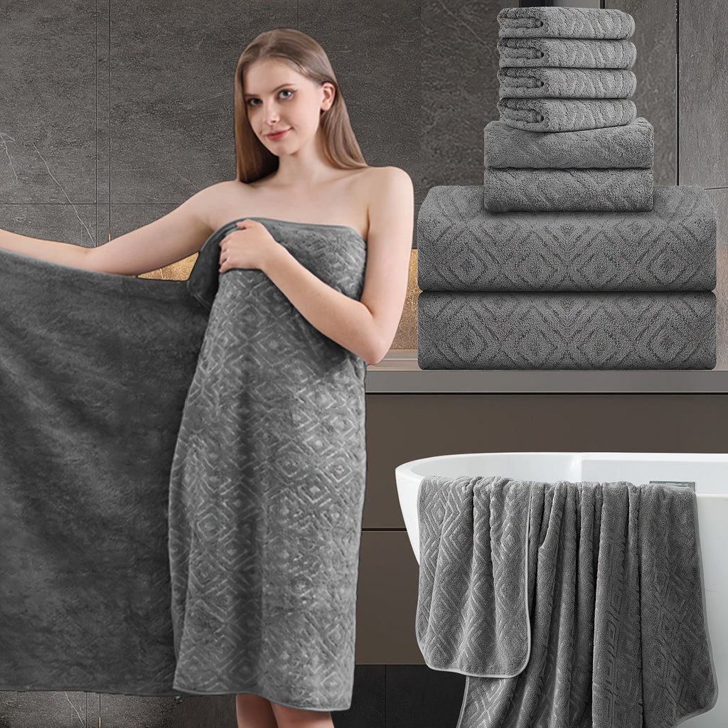 700GSM Bath Towel Set 8 Piece Extra Large Ultra Soft Thick - Highly Absorbent Quick Dry | 2 Oversized Bath Towels 2 Hand Towels 4 Washcloths | 16 Colors | Bathroom Hotel Gym Spa Adult Gift Set