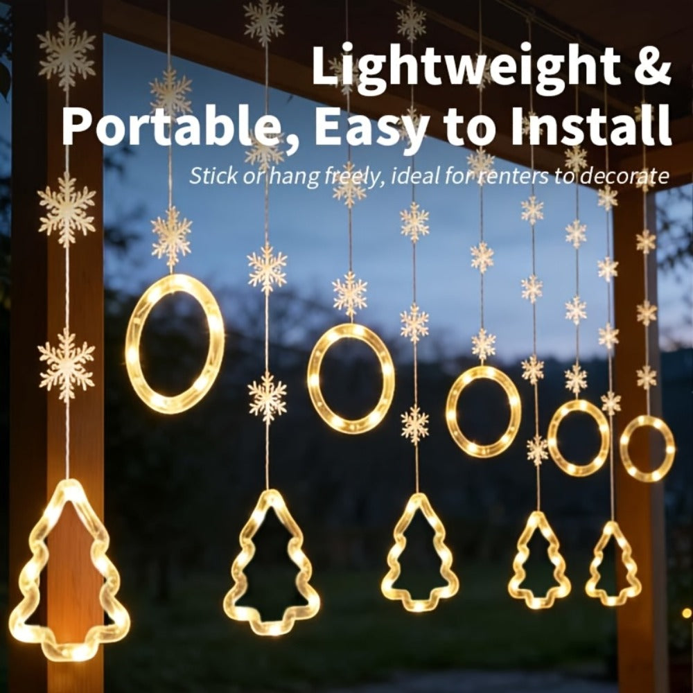 Mini LED String Lights Christmas Snowflake & Star Tree Shapes, 10-Pack USB Powered Fairy Lights 118 Inch, Indoor Holiday Decoration for Bedroom Window Curtain Wall Door Living Room Party Decor