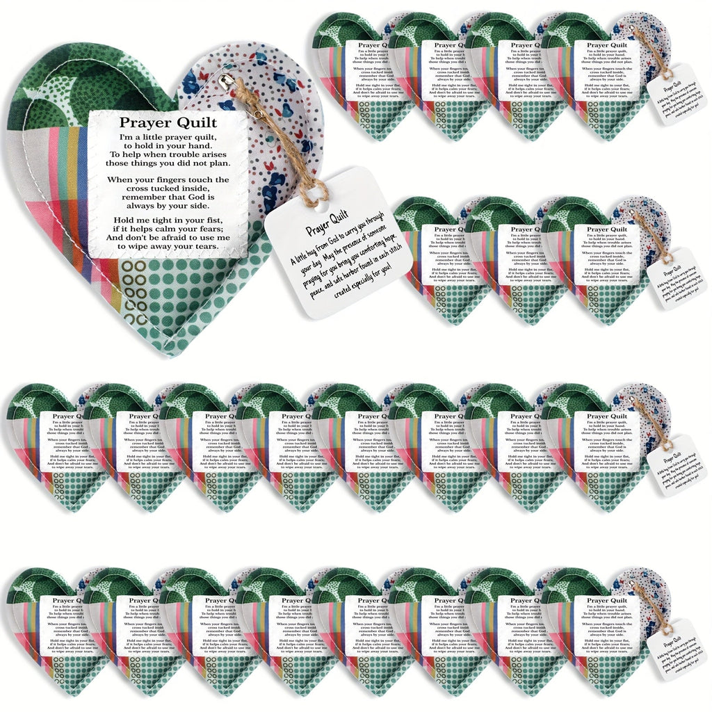Mini Prayer Quilts 24pcs ¨C Christian Sympathy Gift Set with Cross Heart Pocket & Bible Verse Scripture Panels for Women, Baptism, Hospital Visits, Mother¡¯s Day & Religious Keepsakes