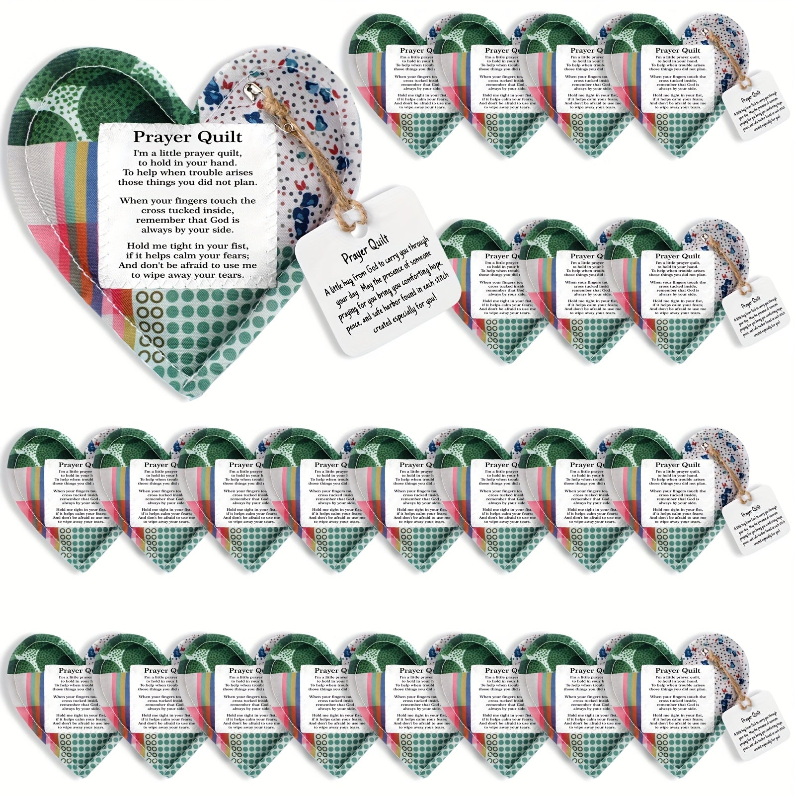 Mini Prayer Quilts 24pcs ¨C Christian Sympathy Gift Set with Cross Heart Pocket & Bible Verse Scripture Panels for Women, Baptism, Hospital Visits, Mother¡¯s Day & Religious Keepsakes