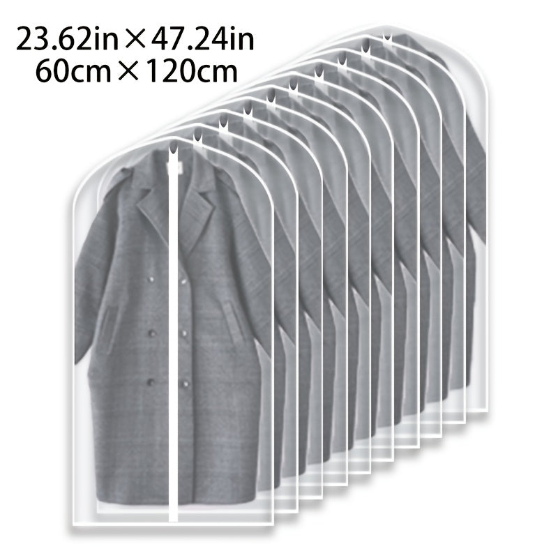 Garment Bags 10 Pack Waterproof Transparent ¨C Hanging Clothes Storage Bags with Full Zipper for Wardrobe, Travel & Closet Organization ¨C Dustproof Clear Clothing Bags in M / L / XL / XXL