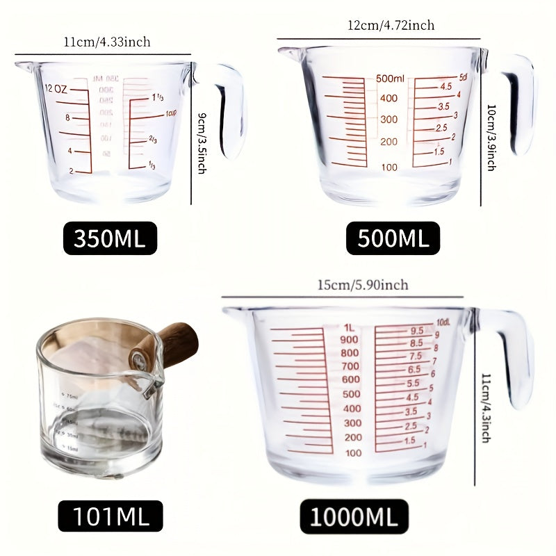 Tempered Glass Measuring Cup Set with Coffee Cups, Borosilicate Glass Liquid Measuring Cups for Kitchen Baking Cooking, Dishwasher Safe, 4PCs or 9PCs