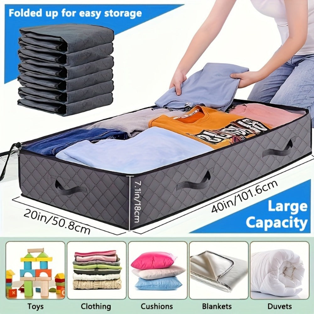 Under Bed Storage Box Extra Large 23.78gal with Transparent Window & Sturdy Handles ¡ª Clothes, Quilts & Bedding Organizer for Home | Gray | 2 or 6 Pack