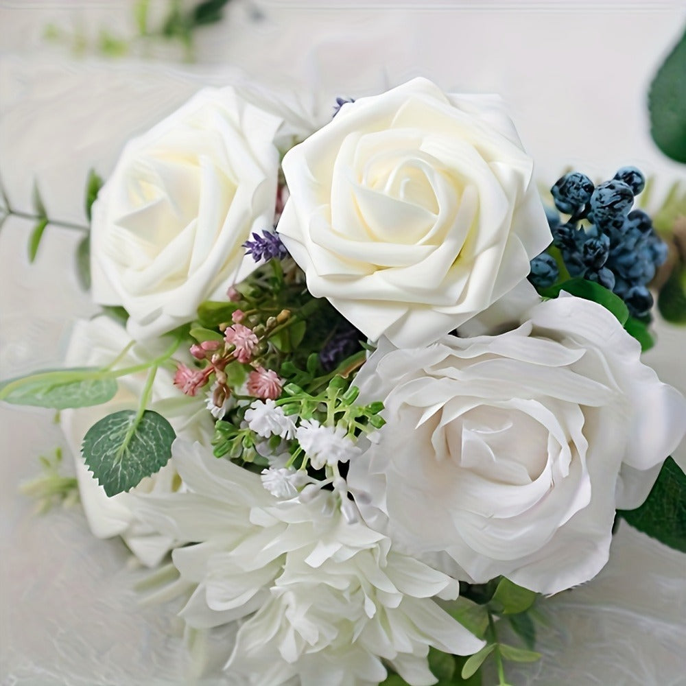 White Artificial Roses with Stem 50pcs ¨C Realistic Fake Silk Rose Flowers for Wedding Bouquets, Centerpieces, Home Decor & DIY Floral Arrangements