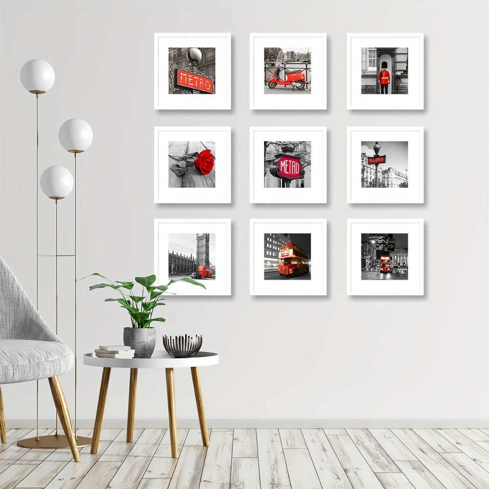 Square Photo Frames Set of 3, Black White 8x8 12x12 Inch Wall Hanging Picture Frames for Living Room Hallway Gallery Wall, Holiday Gift for Friends Family Home Decor