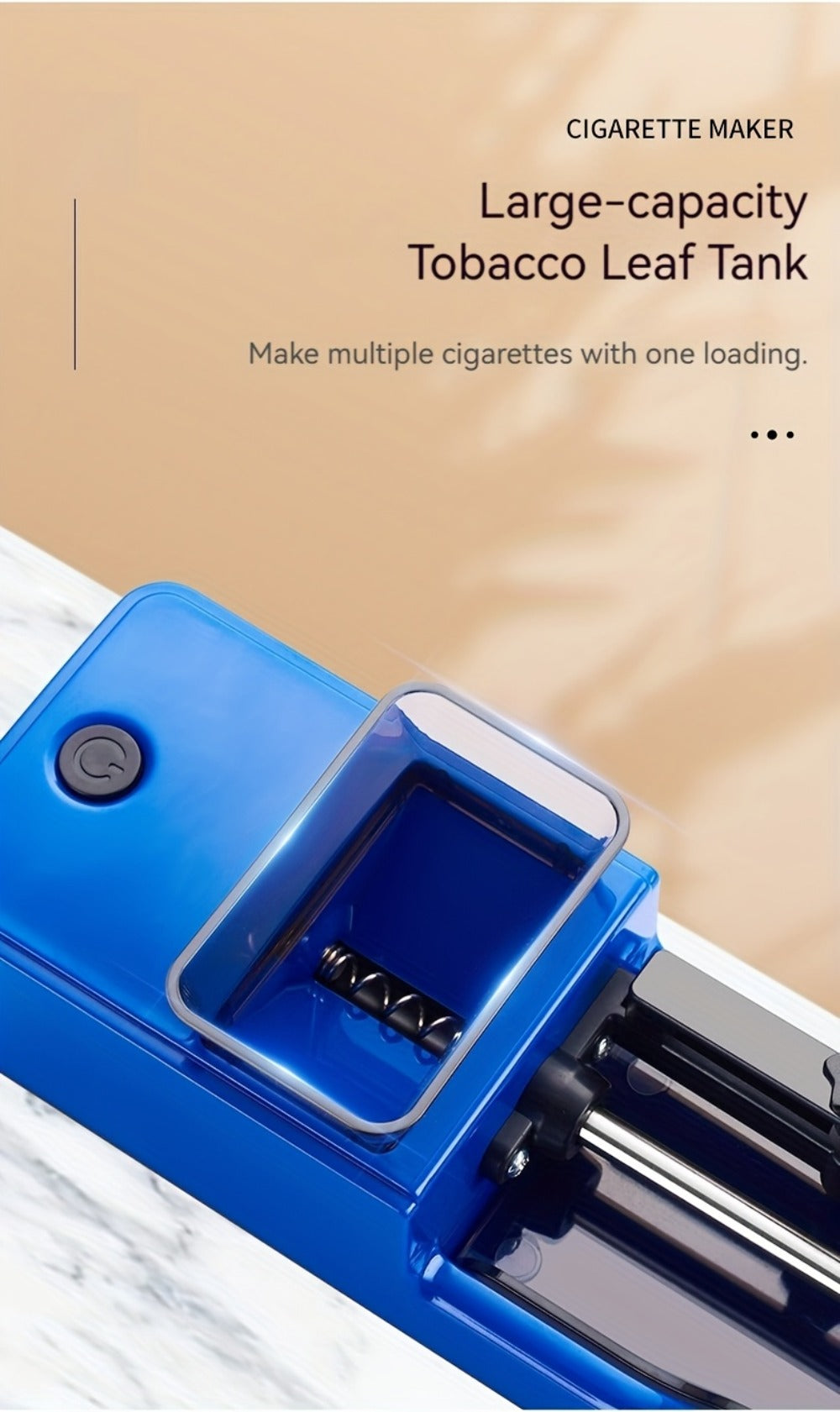 Electric Cigarette Rolling Machine USB Rechargeable Automatic Cigarette Roller 2-Second Rapid Roll High Power Motor Stainless Steel Durable Portable Tobacco Injector Black Blue