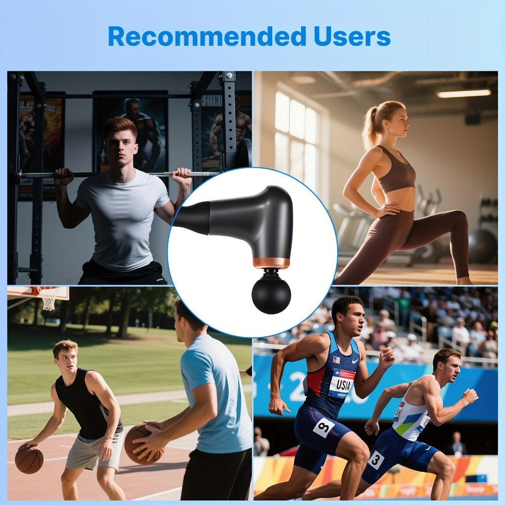 Massage Gun Deep Tissue Percussion Massager for Athletes - 6 Speed Levels, 3 Modes, 4 Interchangeable Heads, Ultra-Quiet 40dB Motor, Handheld Muscle Relaxer for Neck Back Shoulder & Leg Pain Relief