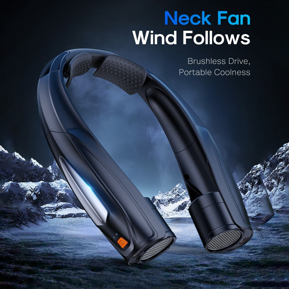 Neck Fan Wearable Bladeless Neckband Fan 3000mAh Dual Battery 6 to 20 Hours Battery Life Dual Wind Speeds Super Quiet Brushless Motor USB Charging Soft Silicone Strap for Work Travel Sports Outdoor