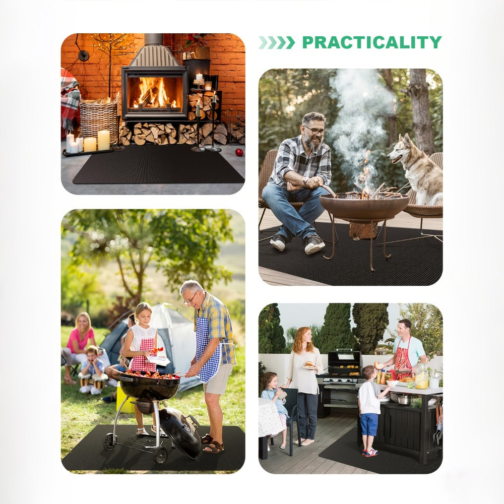 BBQ Grill Mat Fireproof & Heat Resistant - Double-Sided Fiberglass Grill Pad for Outdoor Grills, Fire Pits & Smokers | Waterproof Oil-Proof Deck & Patio Protector | Easy Clean BBQ Splatter Mat