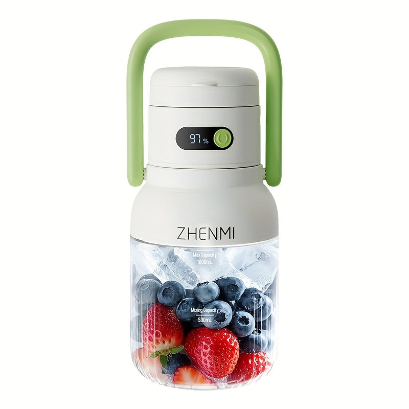 Cordless Portable Blender 33oz USB Rechargeable - Ice Crushing Blender for Smoothies & Shakes, Wireless Personal Blender for Travel Gym Office, BPA-Free, Green Purple Pink