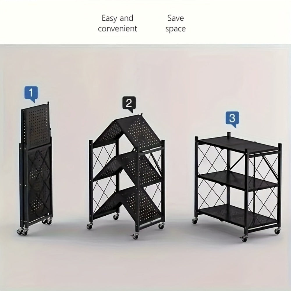 Rolling Storage Rack with Wheels ¨C 3, 4 or 5 Tier Portable Movable Shelving Unit, No Assembly Required, Large Capacity Floor Storage Shelf for Garage, Balcony, Camping, Outdoor & Commercial Use