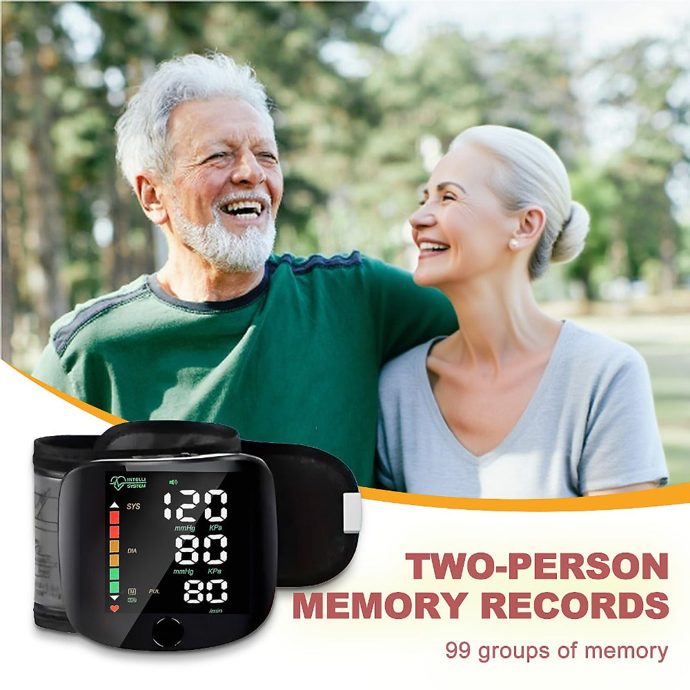 Wrist Blood Pressure Monitor with Large LCD Display ¨C Portable Digital BP Machine with Adjustable Cuff, Pulse Rate Detection & One-Button Operation for Home Use