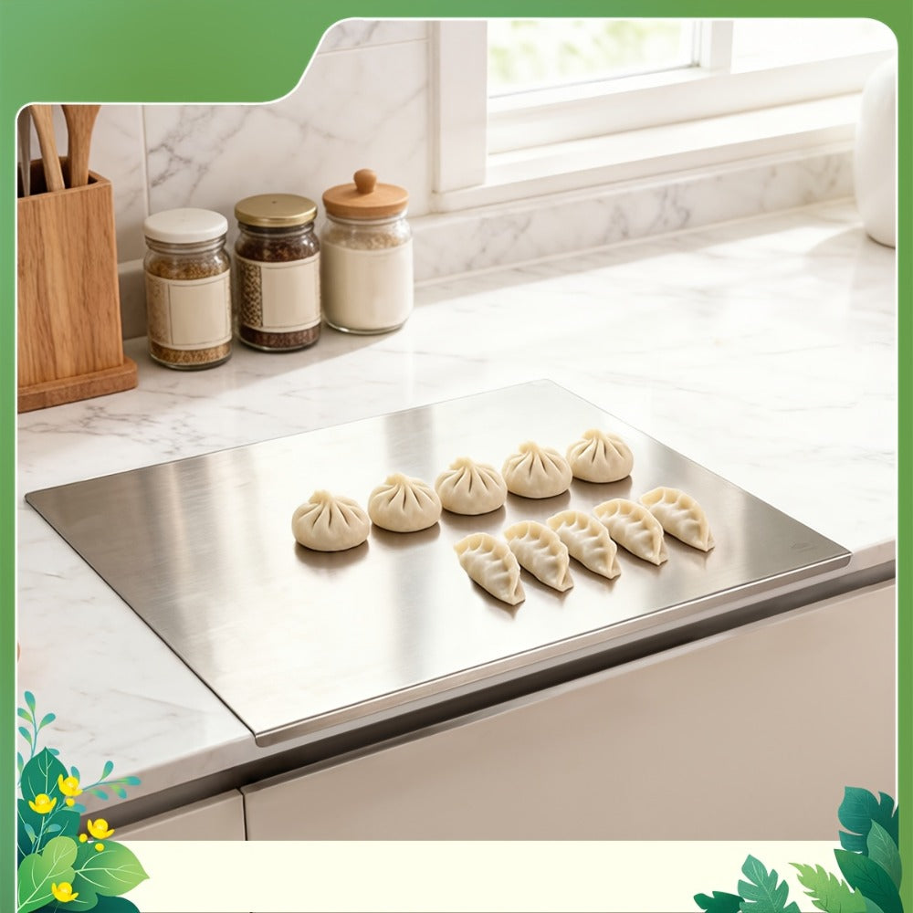 Stainless Steel Cutting Board & Rolling Pastry Board ¨C Non-Slip Kitchen Prep Mat with Butcher Block Surface