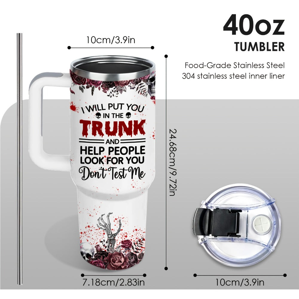 Halloween Horror Cat 40oz Insulated Tumbler with Lid and Straw ¨C Stainless Steel Large Capacity Coffee Cup with Handle | Spooky Cat Mug for Halloween Gifts Office Home