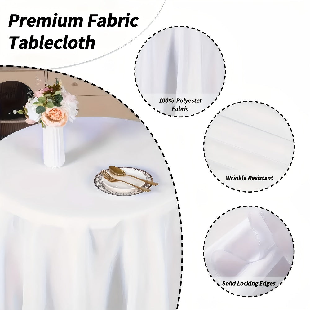 120 Inch Round Tablecloth Bulk Pack ¨C Wrinkle-Free Table Cover for Wedding, Party, Christmas & Halloween, Black or White (6/12/18 Pack)