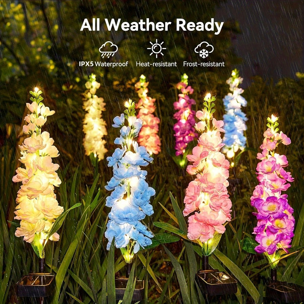 Solar Garden Lights Outdoor - 2 Pack 27 Inch Delphinium Flower Stake Lights with 36 LEDs & 600mAh Battery | Waterproof Solar Yard Lights for Patio, Lawn & Garden Decor | Mother's Day Gift