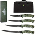 Fish Fillet Knife Set 4 Piece Ultra Sharp Stainless Steel Boning Knives with Storage Bag and Sharpener for Freshwater Saltwater Fishing