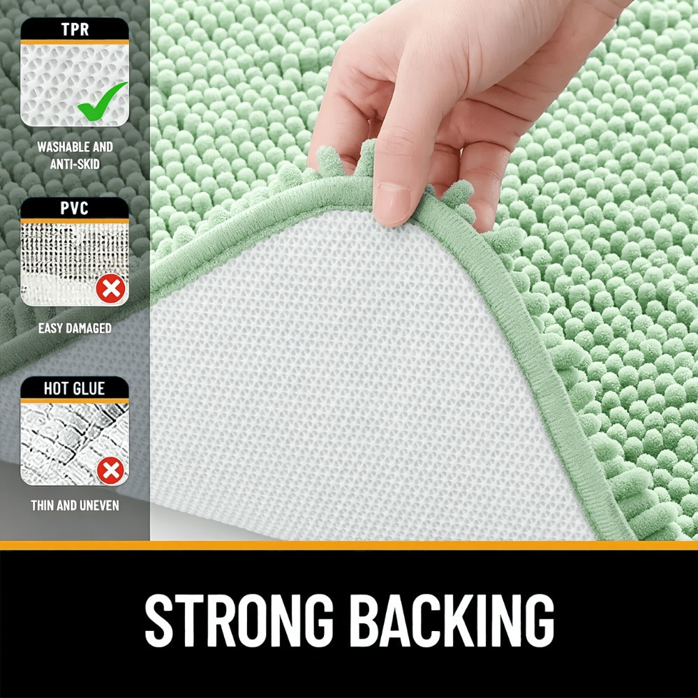 Chenille Bath Mat Non-Slip Super Absorbent Oval Bathroom Rug Soft Plush Carpet for Bathroom Kitchen Bedroom Entryway Indoor Outdoor Pet Dog Mat Machine Washable Multi-Color Multi-Size