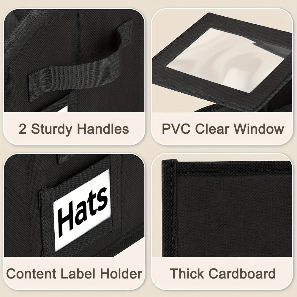 Hat Storage Box for Baseball Caps ¨C Stackable Cap Organizer for Closet, Holds Up to 30 Caps, Freestanding Hat Boxes for Women & Men | 1pc & 2pcs Pack in Gray, Black & Pink