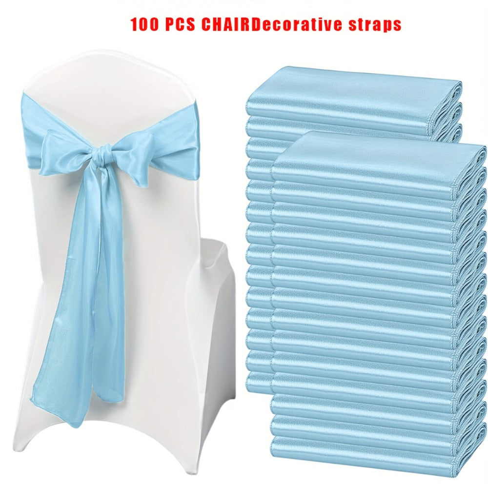 100pcs Satin Chair Sashes Bows for Wedding Banquet Party Event Decoration ¨C 13 Colors, 18¡Á275cm