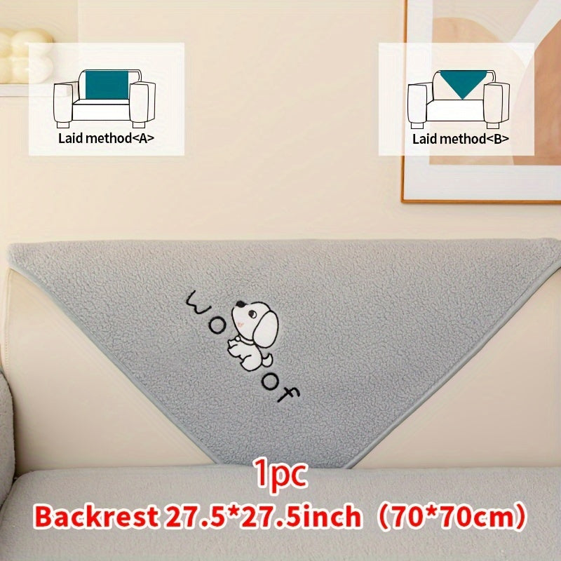 Sherpa Plush Sofa Cover Non-Slip | Thick Fleece Couch Protector, Pet Friendly Furniture Shield, 1 to 4 Seat, Armrest Backrest Pillowcase, Deep Gray Light Gray Coffee Off White