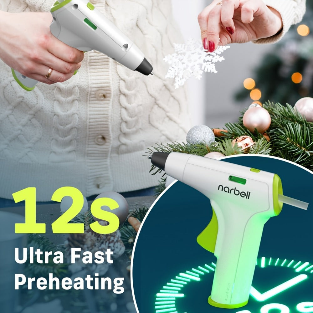 Cordless Hot Glue Gun Fast Heating USB Rechargeable 2000mAh ¨C 12-Second Heat-Up, Anti-Drip Nozzle, Auto Shut-Off, Mini Glue Sticks Included, Portable Wireless Glue Gun for DIY Crafts, Home Repair, Floral & Plush Toy Projects