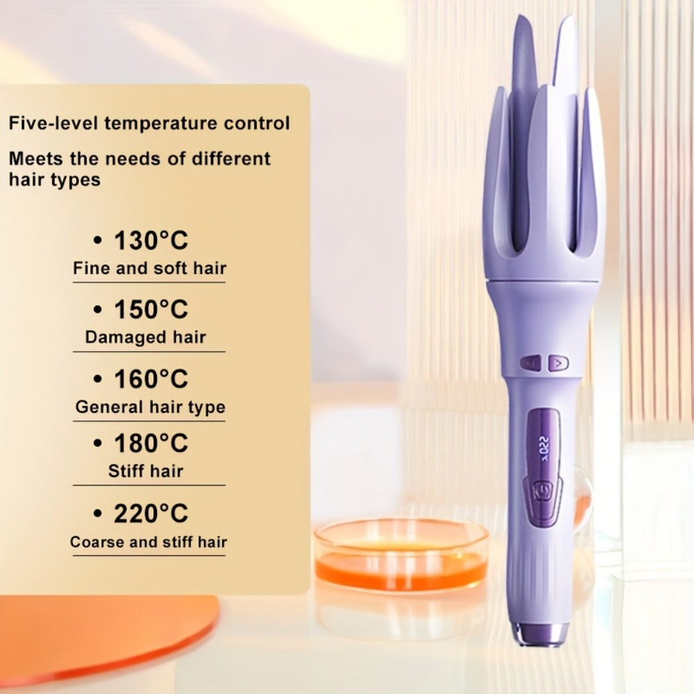 Automatic Hair Curler - One Button Electric Rotary Curling Iron with LED Display, 9-Speed Intelligent Temperature Control, Anti-Winding Anti-Scald Design, Portable for Travel & Home, Gift for Women