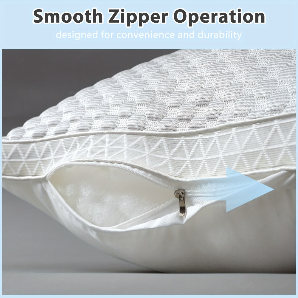 Cooling Ergonomic Neck Pillow 2 Pack Orthopedic Contour Support Adjustable Filling Cool Sensation Breathable Fabric Machine Washable Removable Cover for Side Back Stomach Sleepers