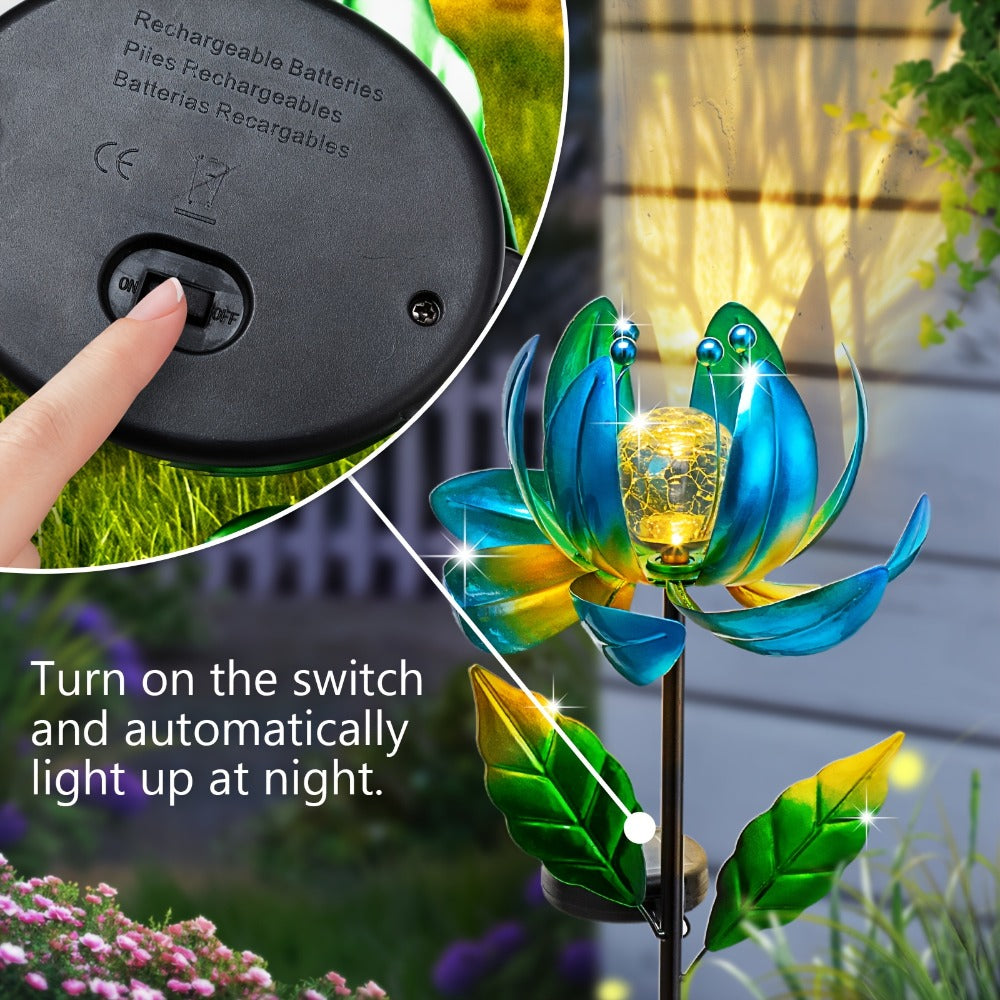 Solar Outdoor Windmill Light Rotating Garden Stake | Color Changing LED | Waterproof Solar Garden Light | Spinning Windmill Lamp for Patio Lawn Yard Pathway Decoration | Purple Blue