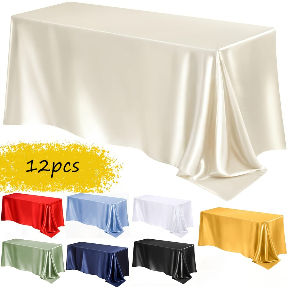 Satin Tablecloth 12pcs 57¡±x102¡± Rectangular Silky Smooth Fabric Table Cover for Wedding Banquet Birthday Party Holiday Event