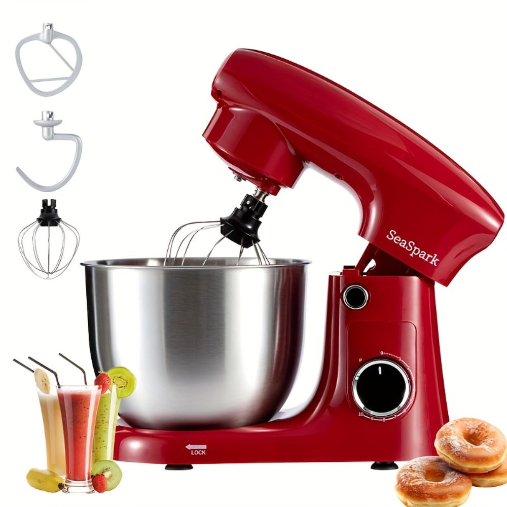3-in-1 Stand Mixer 10-Speed Tilt-Head with Pulse - 5.5QT Stainless Steel Bowl Kitchen Mixer with Dough Hook, Flat Beater & Egg Whisk, Spatula Included, 5L Capacity, Red, Black, Silver