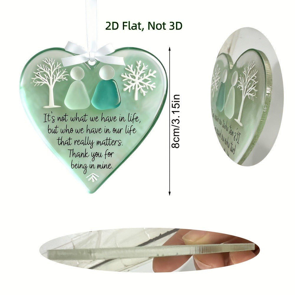 Acrylic Heart Friendship Ornaments 15 Pack ¨C Heart-Shaped Sea Hanging Decor with Inspirational Quote, Christmas Tree Ornaments, Car Charm & Best Friend Gift Set