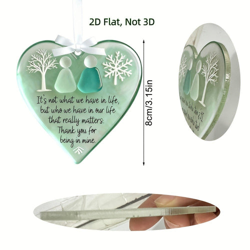 Acrylic Heart Friendship Ornaments 15 Pack ¨C Heart-Shaped Sea Hanging Decor with Inspirational Quote, Christmas Tree Ornaments, Car Charm & Best Friend Gift Set