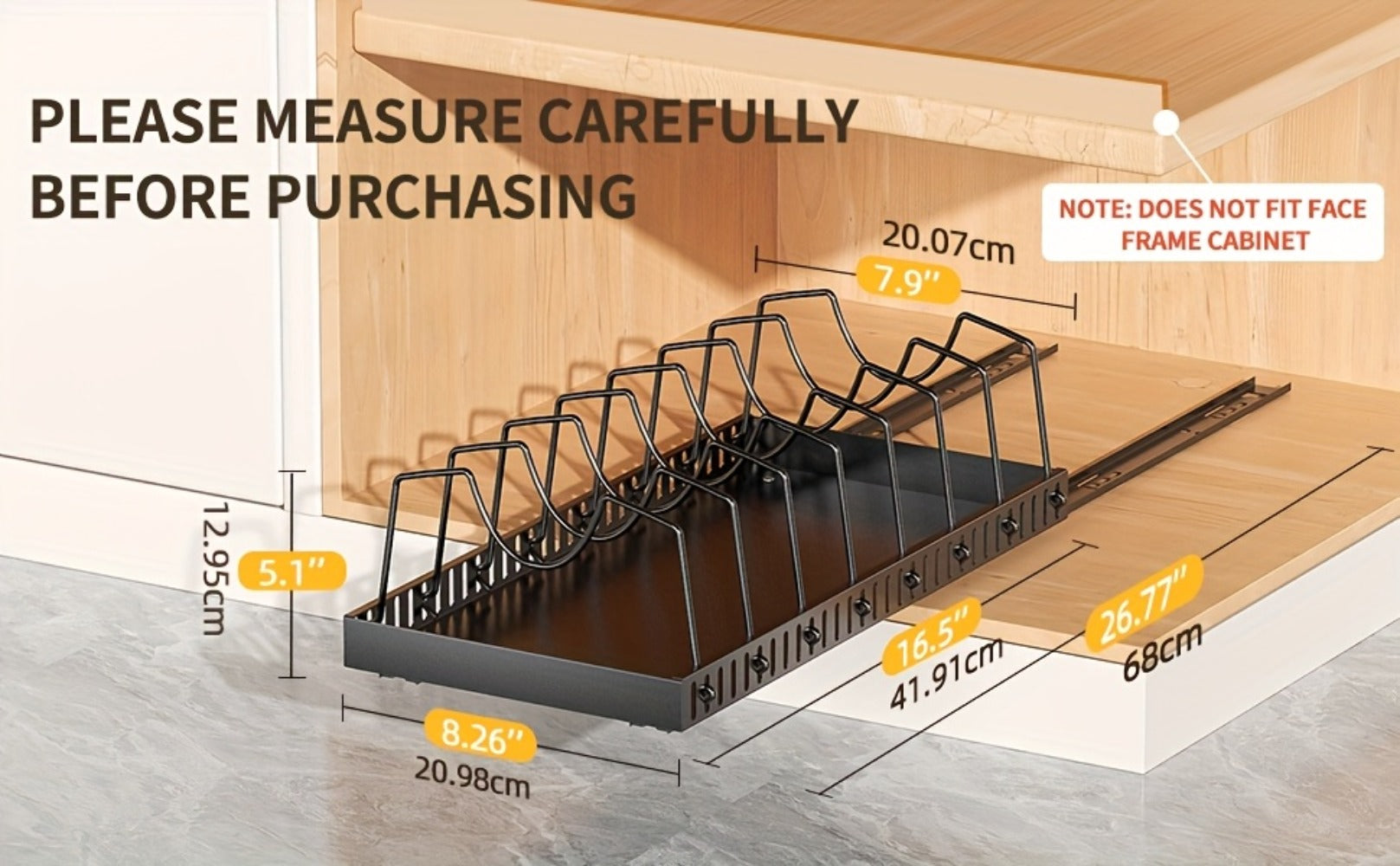 Pull Out Pot and Pan Organizer for Cabinet - Sliding Lid Rack with 8 Adjustable Dividers for Kitchen Cabinet Storage, Drill-Free Installation Pan Holder for Lids Baking Sheets and Cookware, Available in 1 or 2 Pack in Black or White