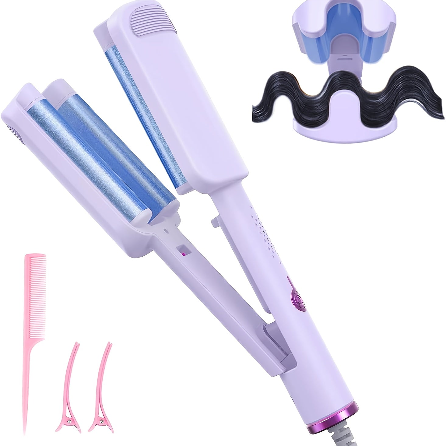 Hair Curling Iron 1.25 Inch - Beach Wave Curling Wand with Dual Voltage, Deep Wave Barrel, Anti-Frizz Ceramic Coating, Easy Home Use, Travel-Ready Styling Tool for All Hair Types